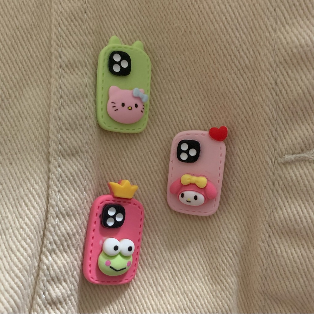Sanrio Hello Kitty, Keroppi and My Melody Set of 3 iPhone Inspired Charms Pins